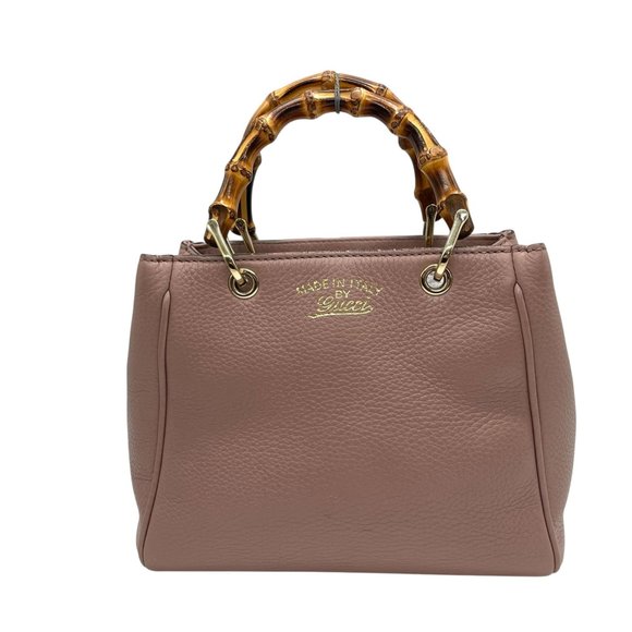 GUCCI Pink Leather Bamboo Shoulder Bag - Picture 2 of 16